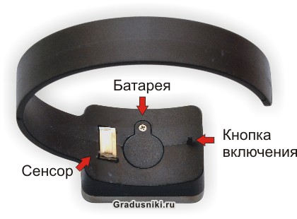 Термометр цифровой электронный ТЕ-106 для вина в виде браслета - обратная сторона